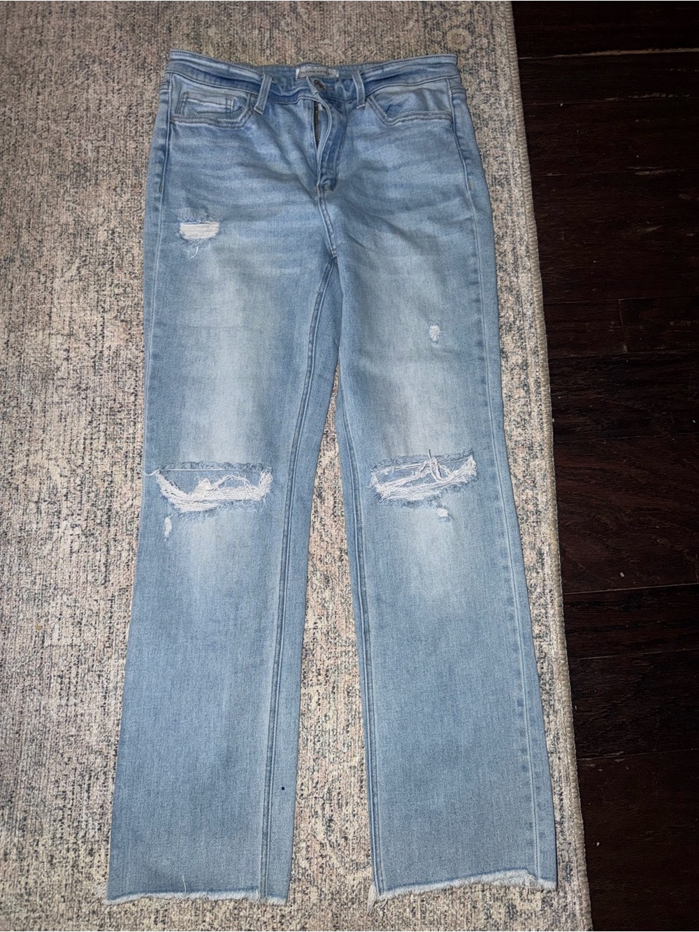 Flying Monkey Light Blue Distressed Straight-Leg Jeans